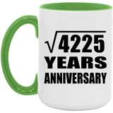65th Anniversary Square Root of 4225 Years Anniversary - 15oz Accent Mug Green
