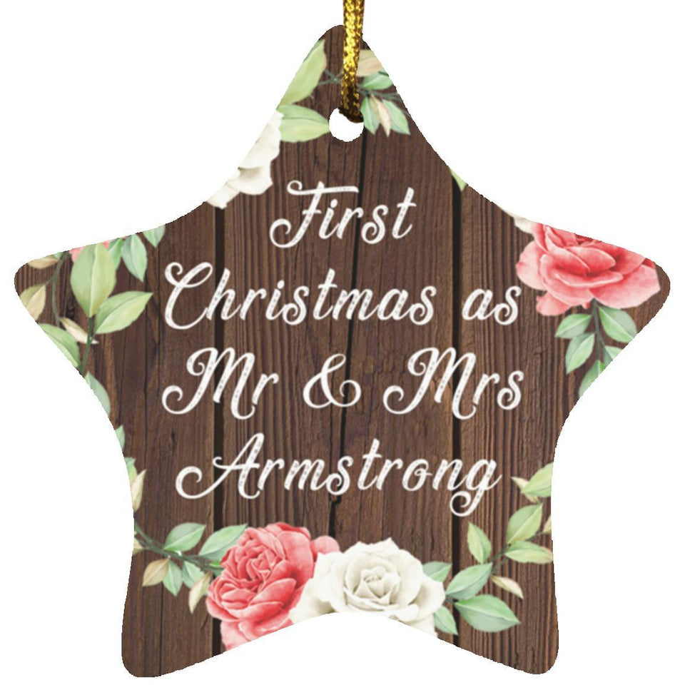 First Christmas As Mr & Mrs Armstrong - Star Ornament A