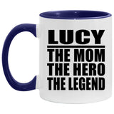 Lucy The Mom The Hero The Legend - 11oz Accent Mug Purple