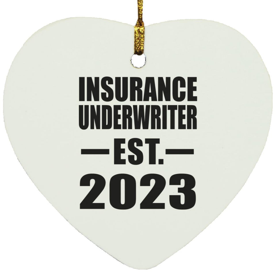 Insurance Underwriter Established EST. 2023 - Heart Ornament