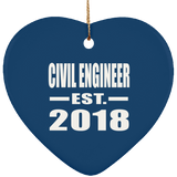 Civil Engineer Established EST. 2018 - Heart Ornament