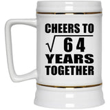 8th Anniversary Cheers To Square Root of 64 Years Together - Beer Stein