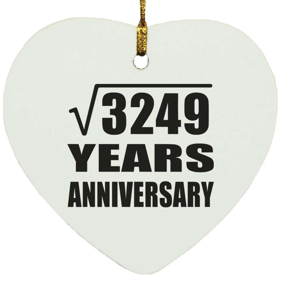 57th Anniversary Square Root of 3249 Years Anniversary - Heart Ornament