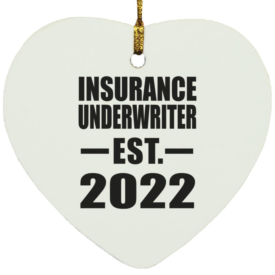 Insurance Underwriter Established EST. 2022 - Heart Ornament