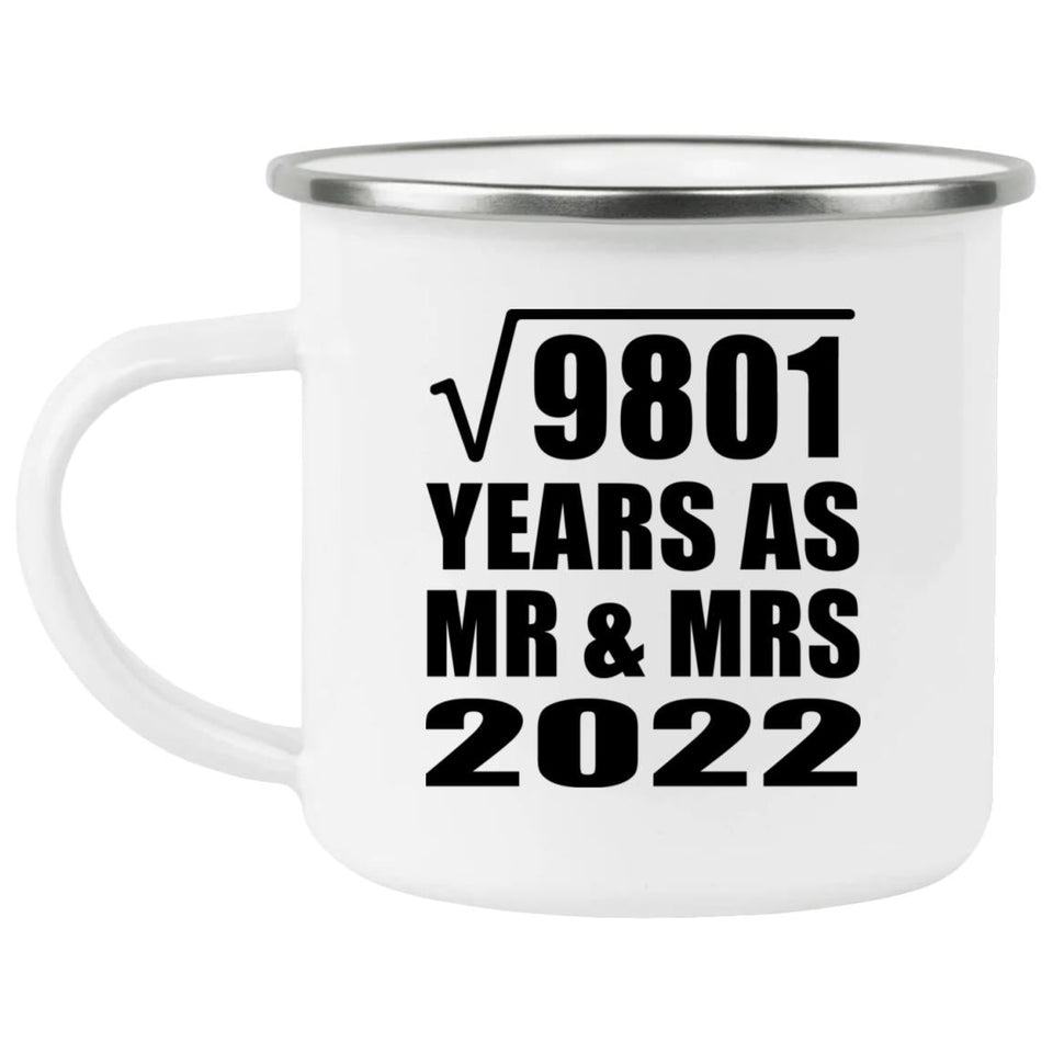 99th Anniversary Square Root of 9801 Years As Mr & Mrs 2022 - 12oz Camping Mug