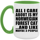 All I Care About Is My Norwegian Forest Cat - 15oz Accent Mug Green