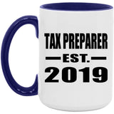 Tax Preparer Established EST. 2019 - 15oz Accent Mug Purple