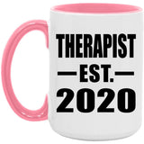 Therapist Established EST. 2020 - 15oz Accent Mug Pink