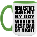 Real Estate Agent By Day World's Best Dad By Night - 15oz Accent Mug Green