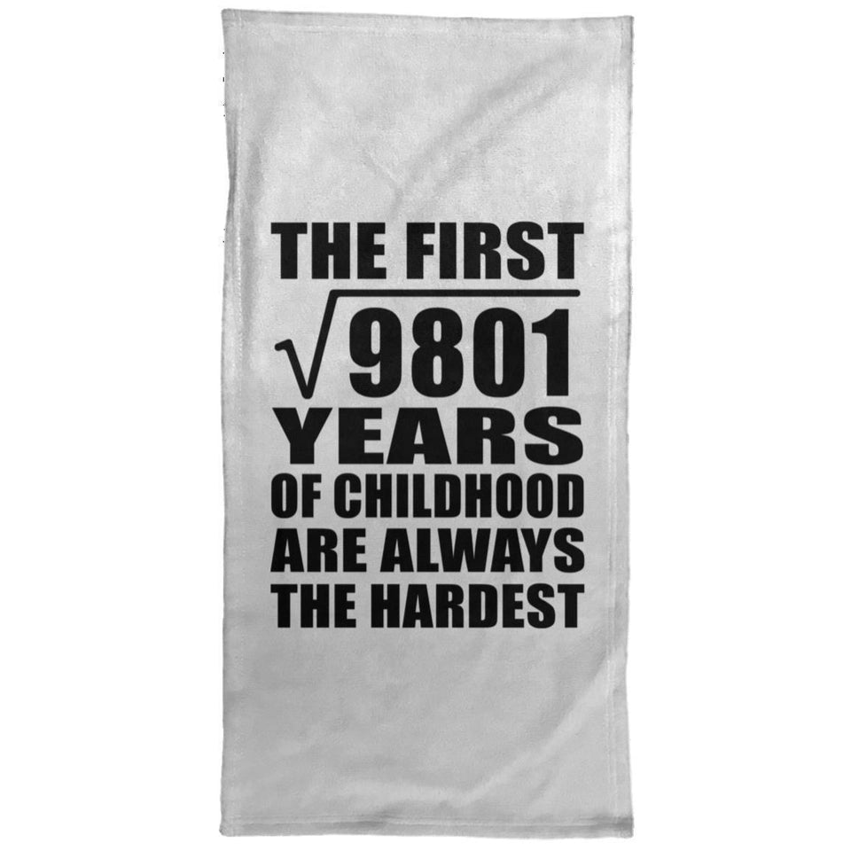 99th Birthday Square Root of 9801 Years of Childhood - Hand Towel