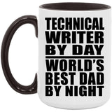 Technical Writer By Day World's Best Dad By Night - 15oz Accent Mug Black