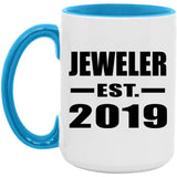Jeweler Established EST. 2019 - 15oz Accent Mug Blue