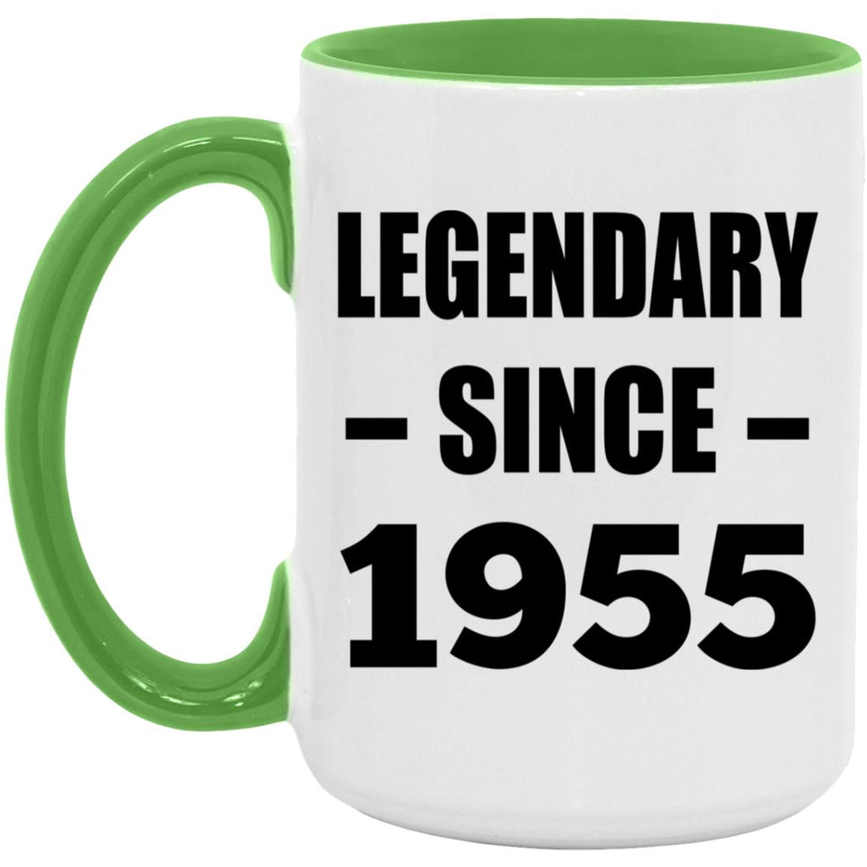 69th Birthday Legendary Since 1955 - 15oz Accent Mug Green