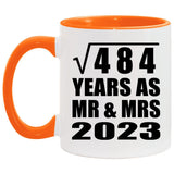 22nd Anniversary Square Root of 484 Years As Mr & Mrs 2023 - 11oz Accent Mug Orange