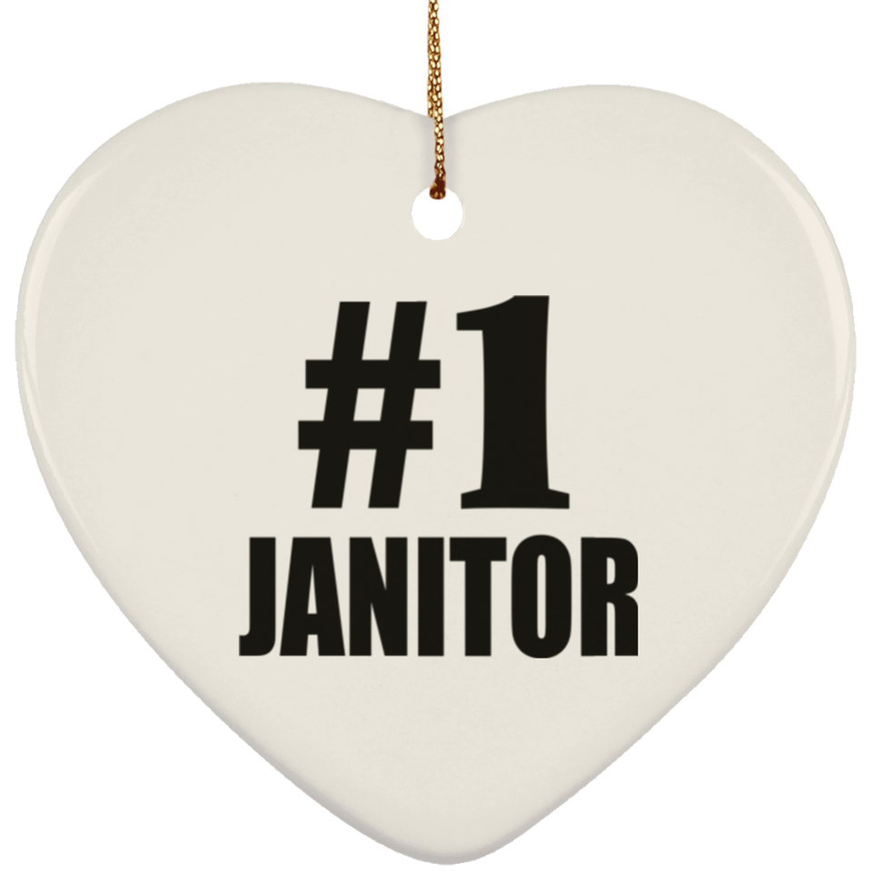 Number One #1 Janitor - Heart Ornament