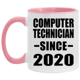 Computer Technician Since 2020 - 11oz Accent Mug Pink