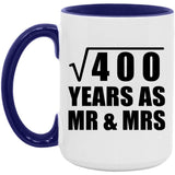 20th Anniversary Square Root of 400 Years As Mr & Mrs - 15oz Accent Mug Purple