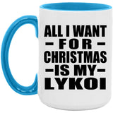 All I Want For Christmas Is My Lykoi - 15oz Accent Mug Blue