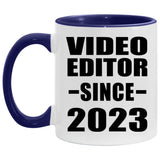 Video Editor Since 2023 - 11oz Accent Mug Purple