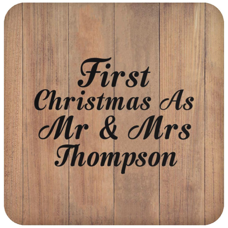 First Christmas As Mr & Mrs Thompson - Drink Coaster C