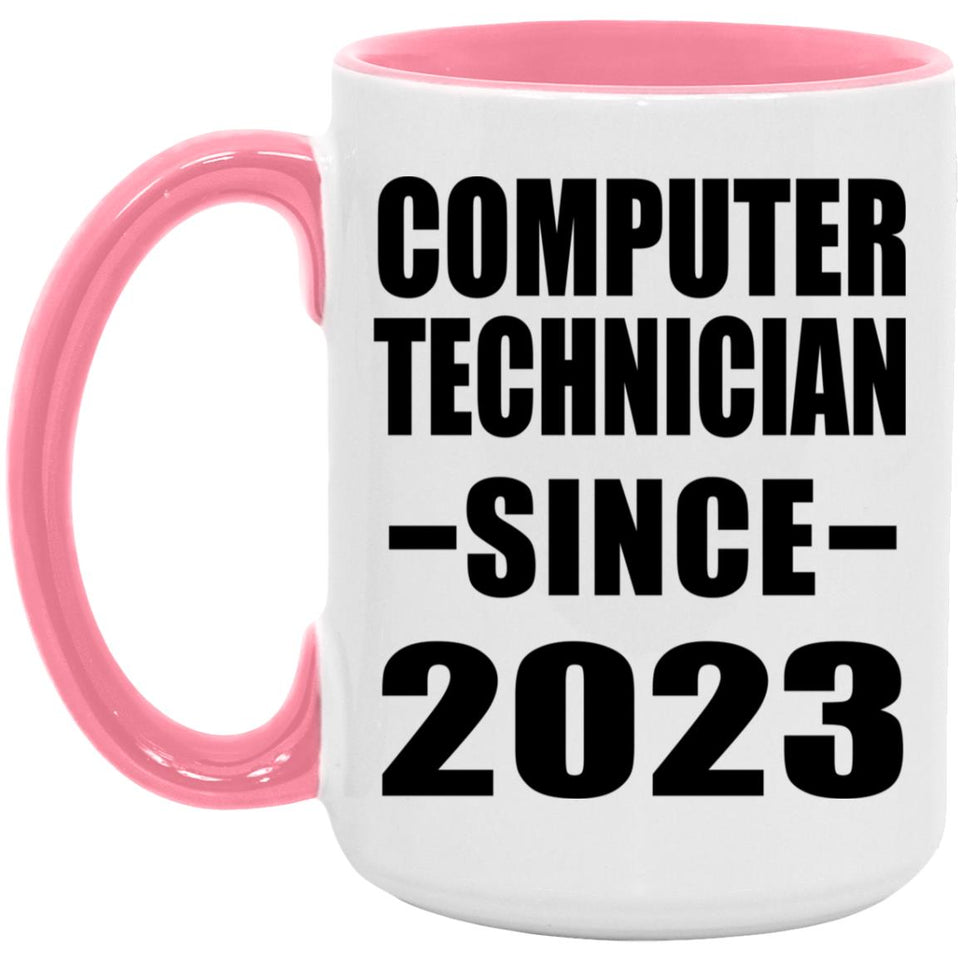 Computer Technician Since 2023 - 15oz Accent Mug Pink
