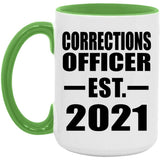 Corrections Officer Established EST. 2021 - 15oz Accent Mug Green