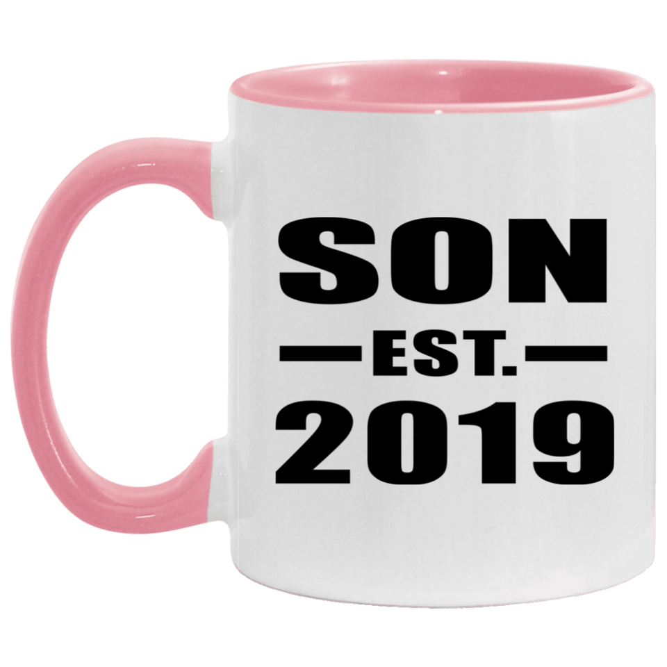 Son Established EST. 2019 - 11oz Accent Mug Pink