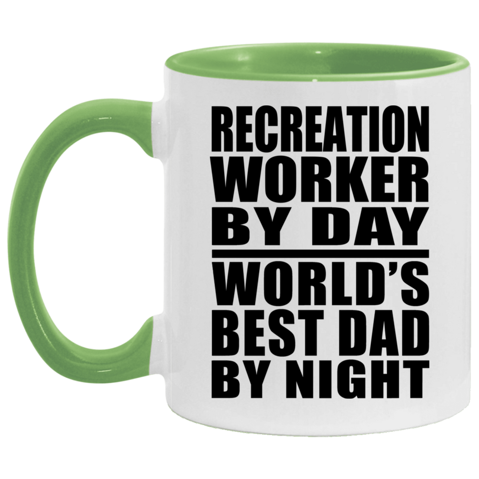 Recreation Worker By Day World's Best Dad By Night - 11oz Accent Mug Green