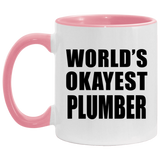 World's Okayest Plumber - 11oz Accent Mug Pink