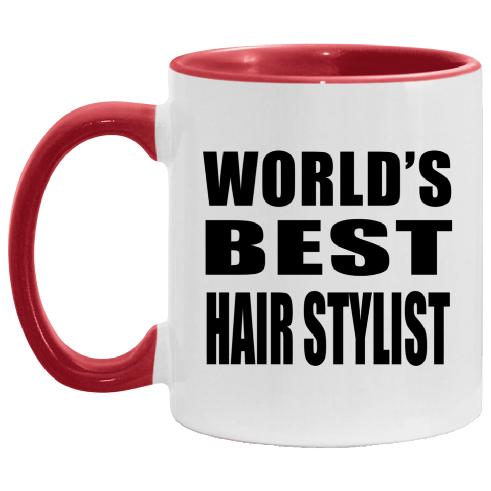 World's Best Hair Stylist - 11oz Accent Mug Red