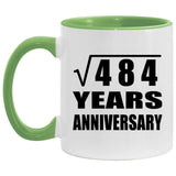 22nd Anniversary Square Root of 484 Years Anniversary - 11oz Accent Mug Green