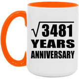 59th Anniversary Square Root of 3481 Years Anniversary - 15oz Accent Mug Orange