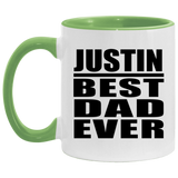 Justin Best Dad Ever - 11oz Accent Mug Green