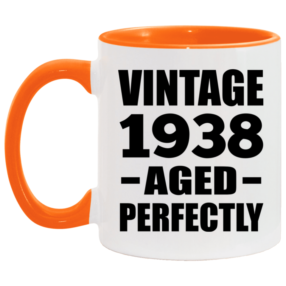 86th Birthday Vintage 1938 Aged Perfectly - 11oz Accent Mug Orange