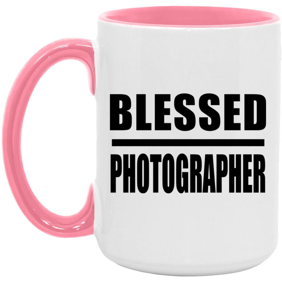 Blessed Photographer - 15oz Accent Mug Pink