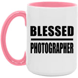 Blessed Photographer - 15oz Accent Mug Pink