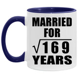 13th Anniversary Married For Square Root of 169 Years - 11oz Accent Mug Purple