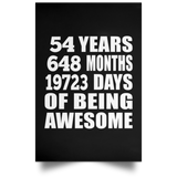54th Birthday 54 Years 648 Months 19723 Days Of Awesome - Poster Portrait
