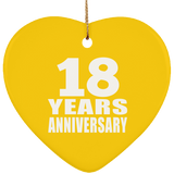 18th Anniversary 18 Years - Heart Ornament