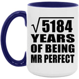 72nd Anniversary Square Root of 5184 Years of Mr Perfect - 15oz Accent Mug Purple