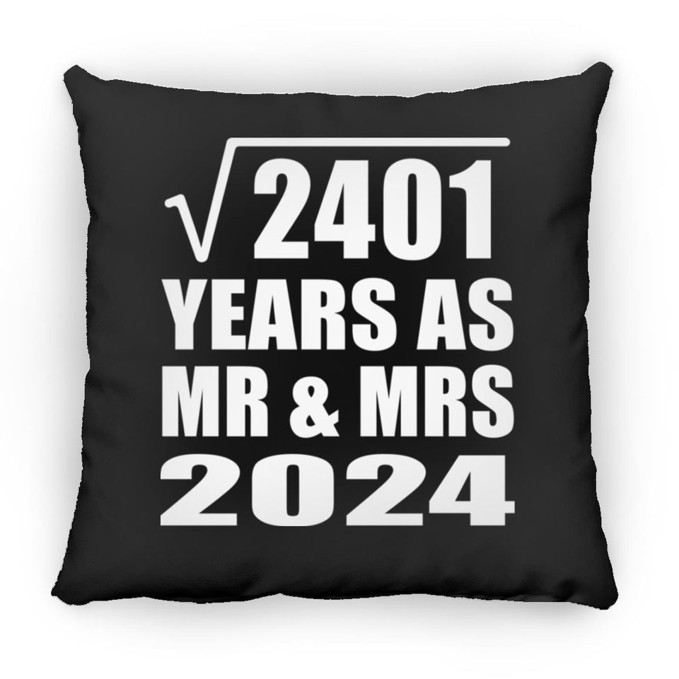 49th Anniversary Square Root of 2401 Years As Mr & Mrs 2024 - Throw Pillow Black