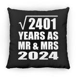 49th Anniversary Square Root of 2401 Years As Mr & Mrs 2024 - Throw Pillow Black