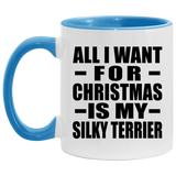 All I Want For Christmas Is My Silky Terrier - 11oz Accent Mug Blue
