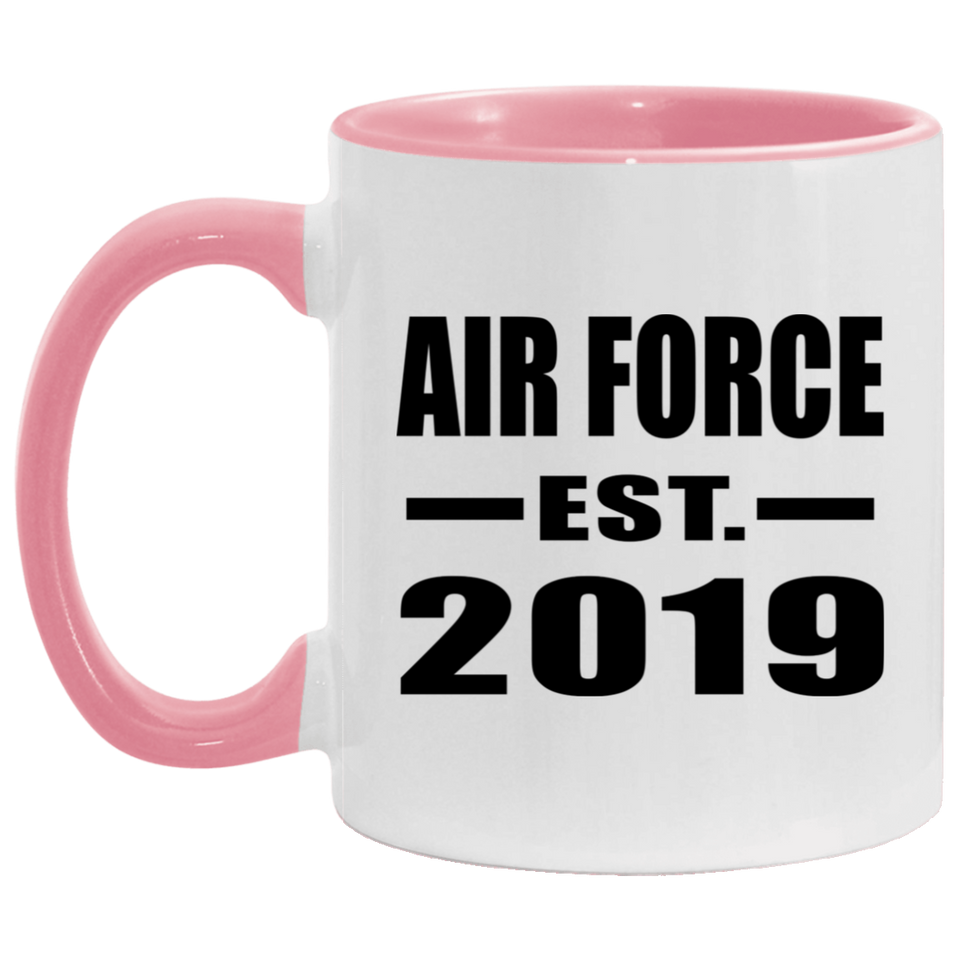 Air Force Established EST. 2019 - 11oz Accent Mug Pink