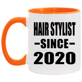 Hair Stylist Since 2020 - 11oz Accent Mug Orange