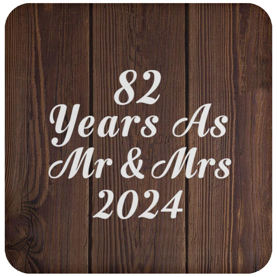 82nd Anniversary 82 Years As Mr & Mrs 2024 - Drink Coaster D