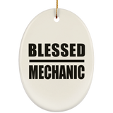 Blessed Mechanic - Oval Ornament