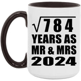 28th Anniversary Square Root of 784 Years As Mr & Mrs 2024 - 15oz Accent Mug Black