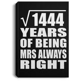 38th Anniversary Square Root of 1444 Years Mrs Always Right - Canvas Portrait