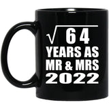8th Anniversary Square Root of 64 Years As Mr & Mrs 2022 - 11oz Coffee Mug Black